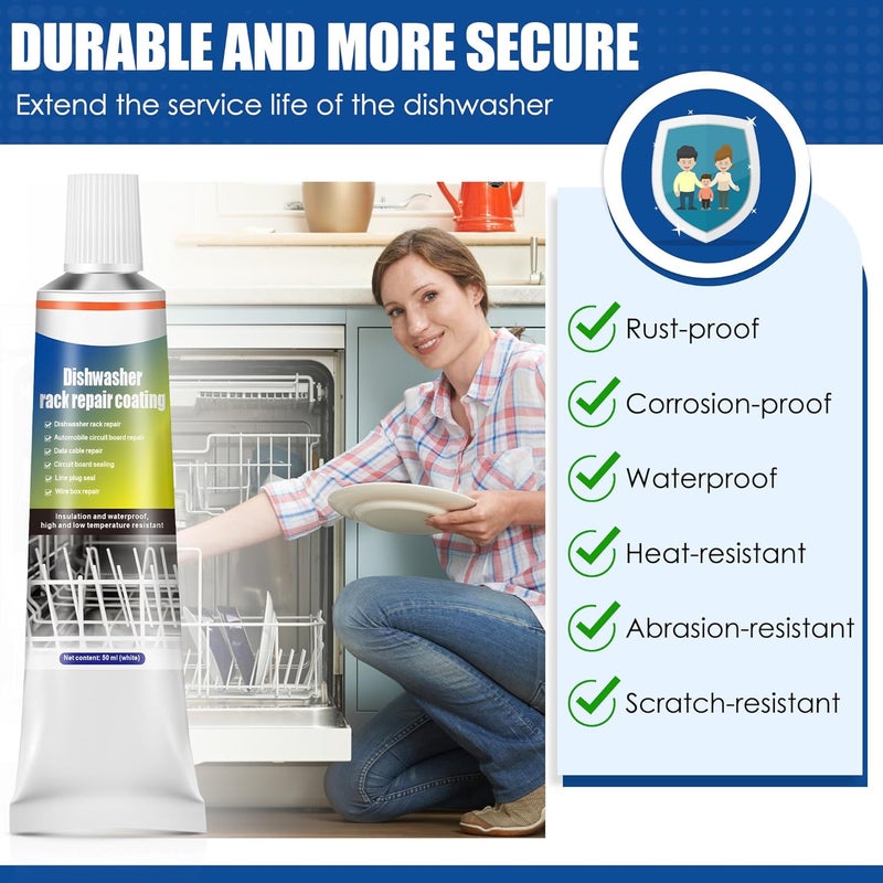Avenuebool 1.7oz Dishwasher Rack Repair Coating, White Dishwasher Vinyl Rack Rust Touch Up Paint Kit, Insulation and Waterproof, High and Low Temperature Resistant - Image 5